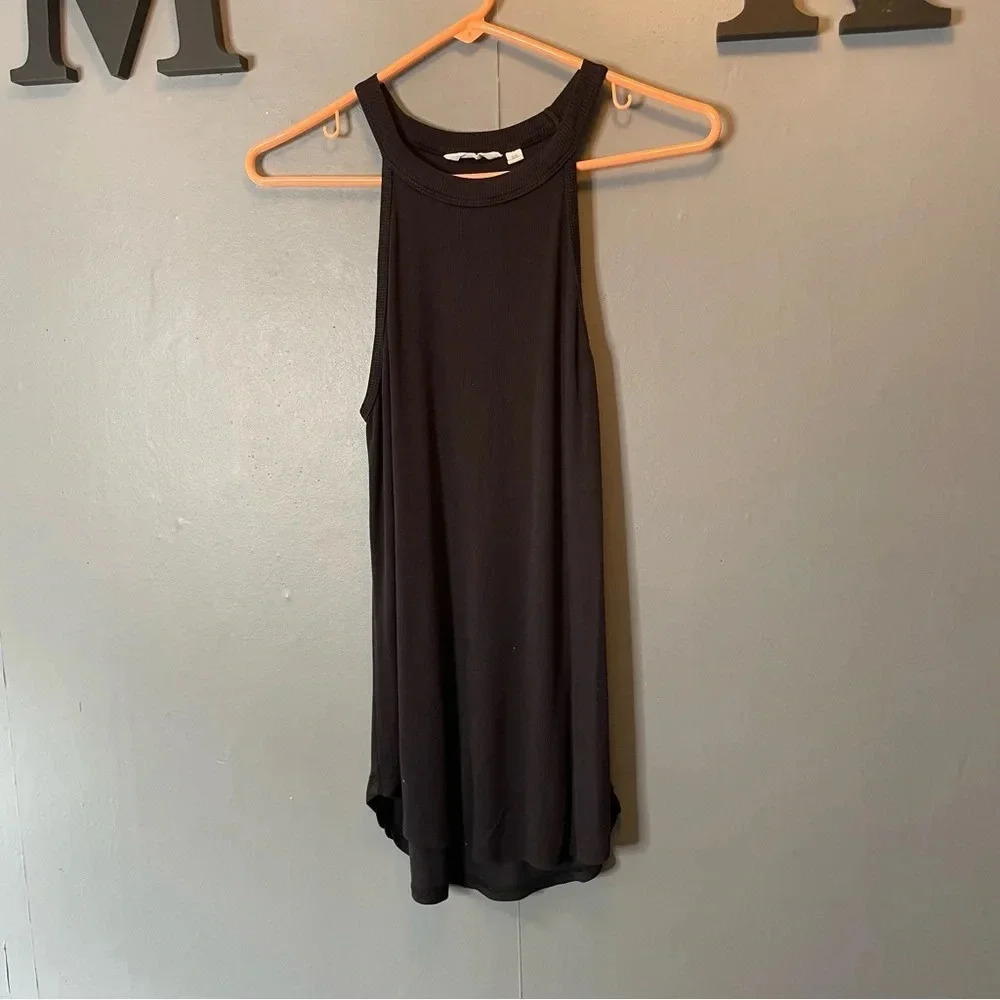 Athleta black ribbed high neck tank top women's size‎ xs